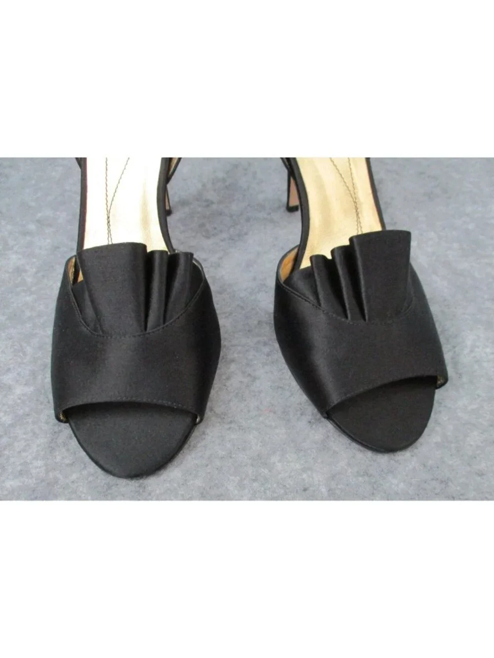 Kate Spade New York Womens Heels Size 10B Black Satin Chrisette Peep Toe